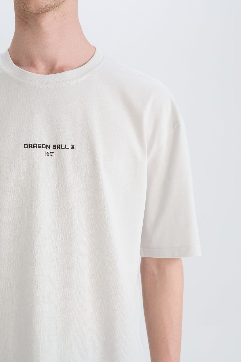 رجالي رمادي فاتح تيشيرت قطن نص كم أوفر سايز بطبعة من الخلف