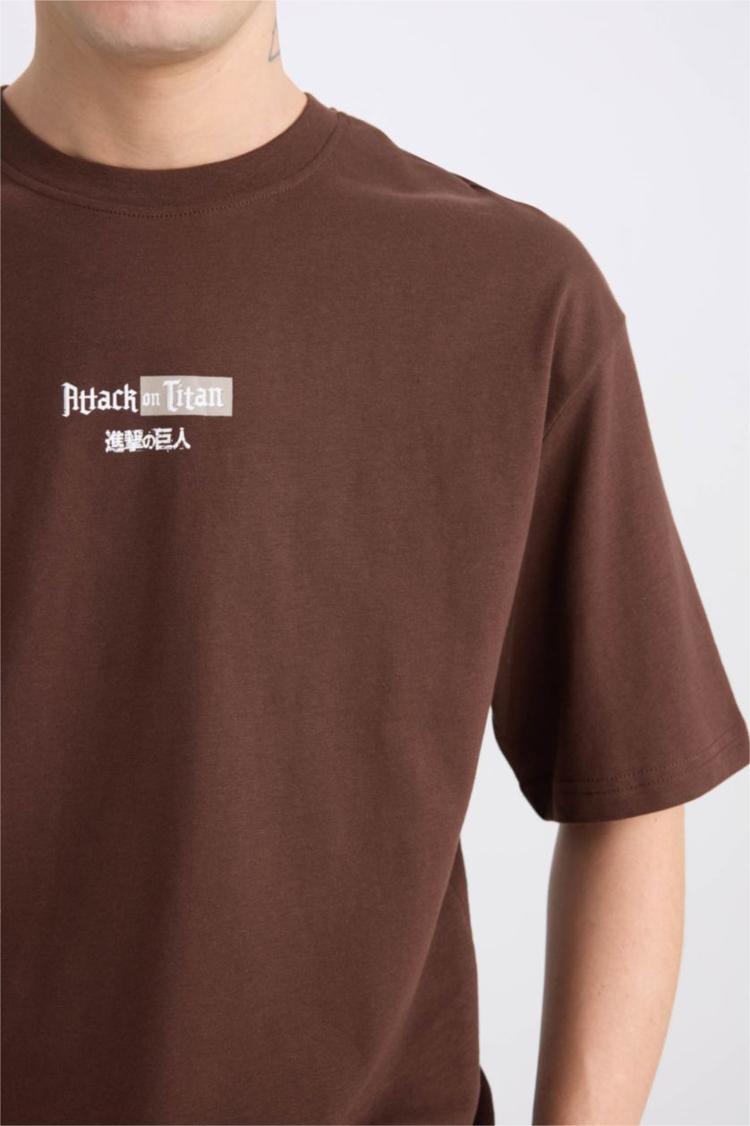 MAN Brown Boxy Fit Crew Neck Printed Short Sleeve T-Shirt