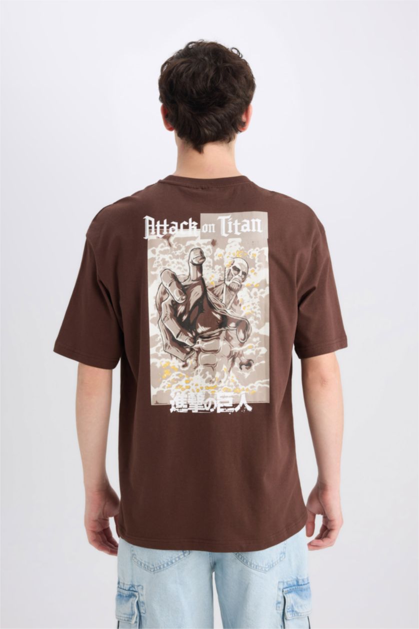 MAN Brown Boxy Fit Crew Neck Printed Short Sleeve T-Shirt