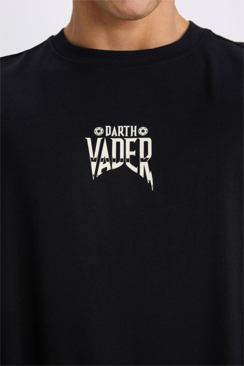 رجال أسود تيشيرت نص ردن أوفر سايز بياخة مستديرة من ستار وورز