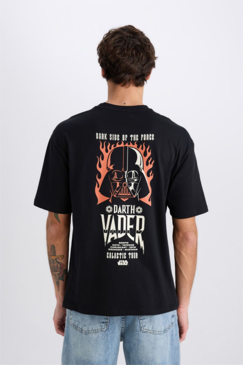 رجال أسود تيشيرت نص ردن أوفر سايز بياخة مستديرة من ستار وورز