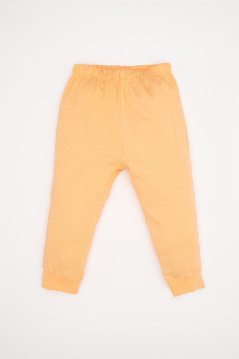 Kız Bebek Pembe Kız Bebek Pijama Takımı Penye 4'lü Meyve Desenli Uzun Kollu Üst Beli Lastikli Uzun Alt
