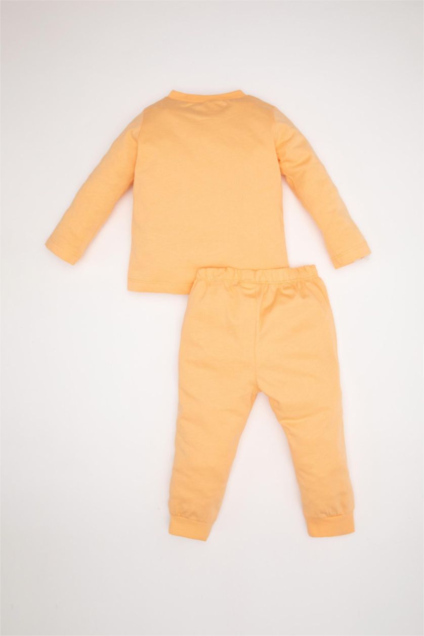 Kız Bebek Pembe Kız Bebek Pijama Takımı Penye 4'lü Meyve Desenli Uzun Kollu Üst Beli Lastikli Uzun Alt