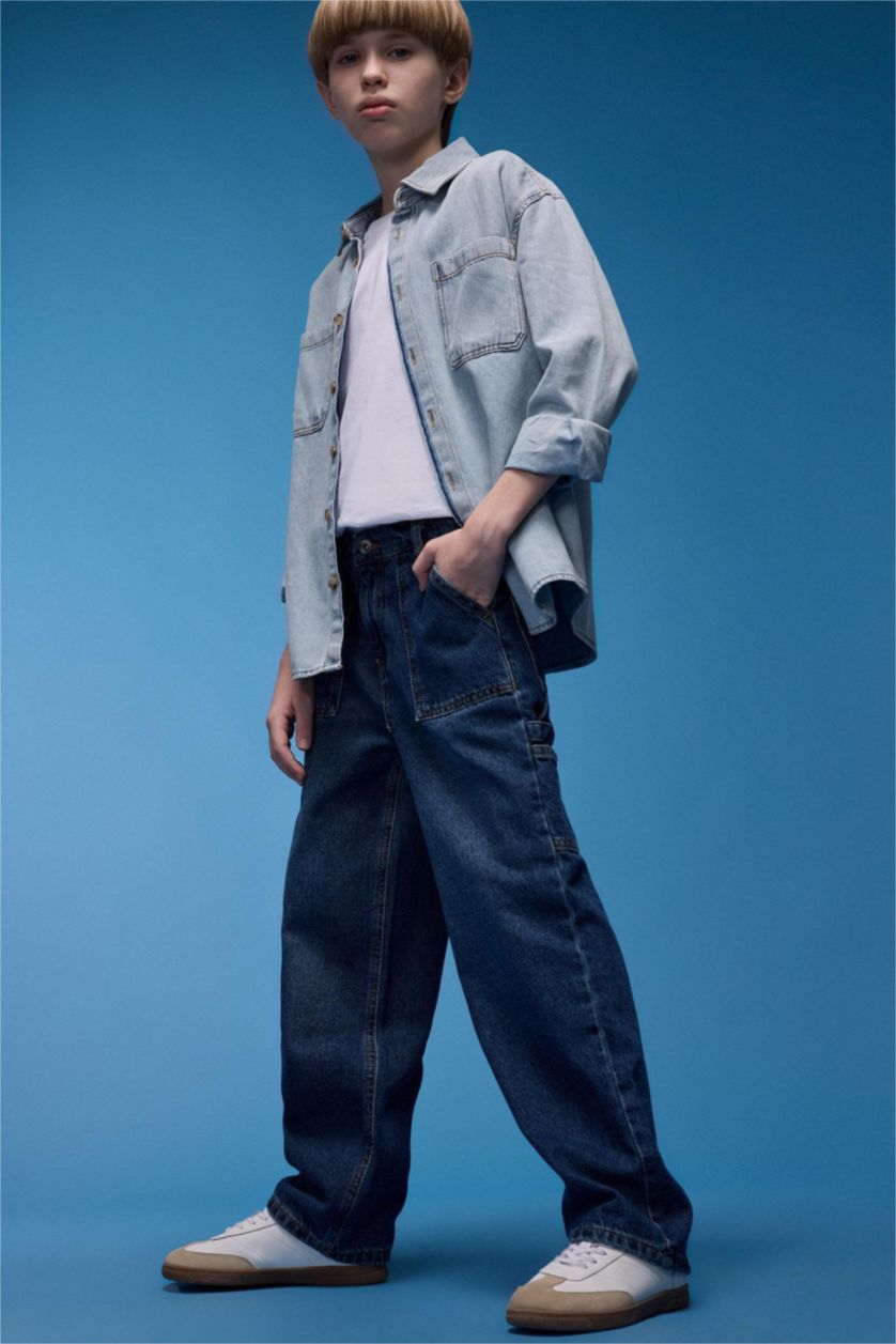 Boys & Teens Dark Blue Boy Wide Leg Straight Leg Jeans