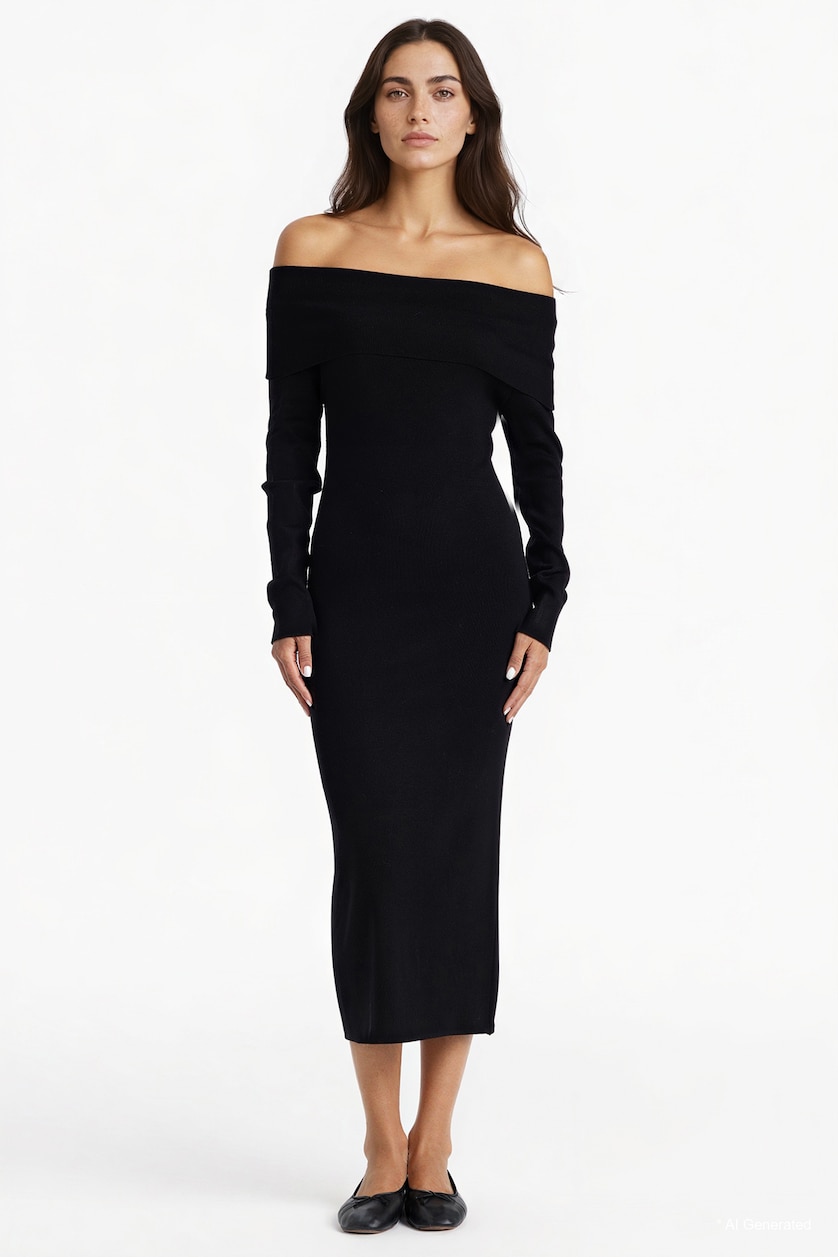 Woman Brown Knitwear Dress