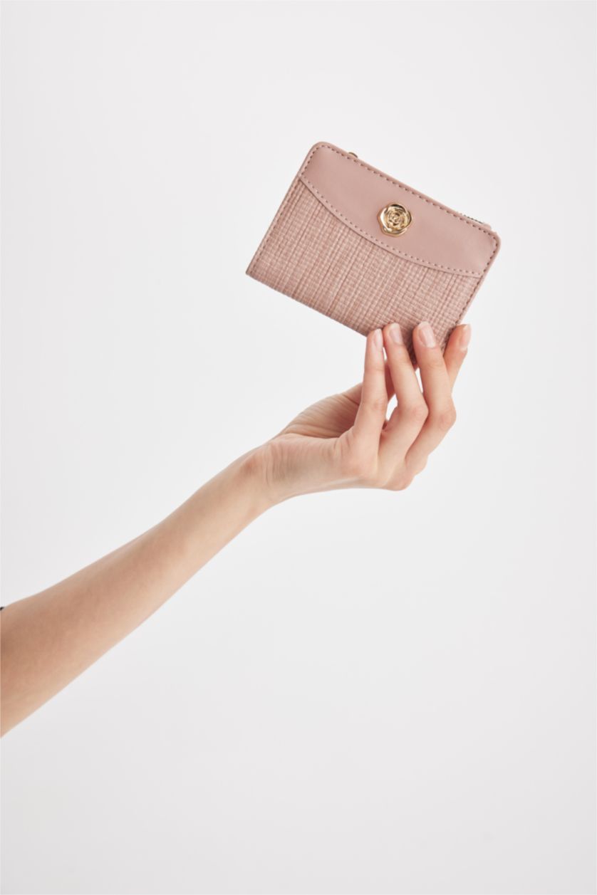 Kadın Pembe Kadın Toka Detaylı Suni Deri Cüzdan