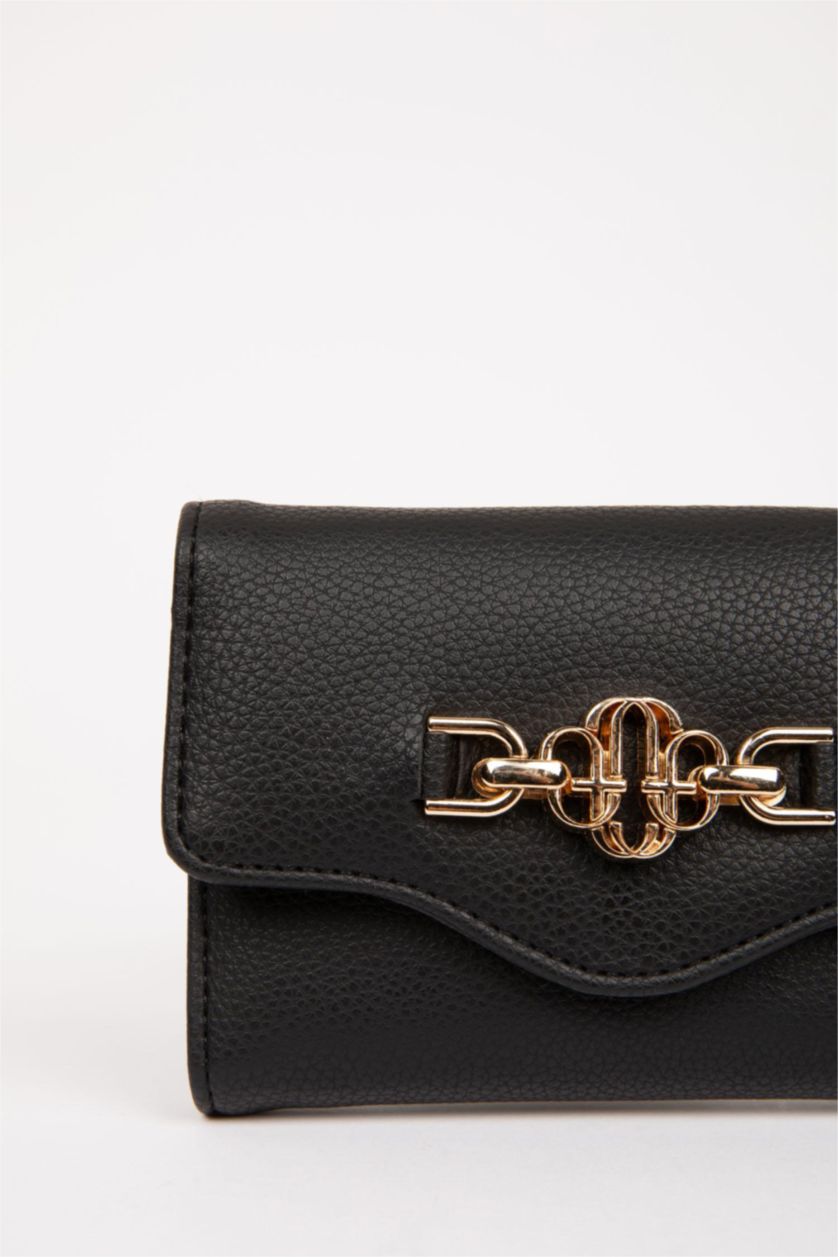 Kadın Siyah Kadın Toka Detaylı Suni Deri Cüzdan