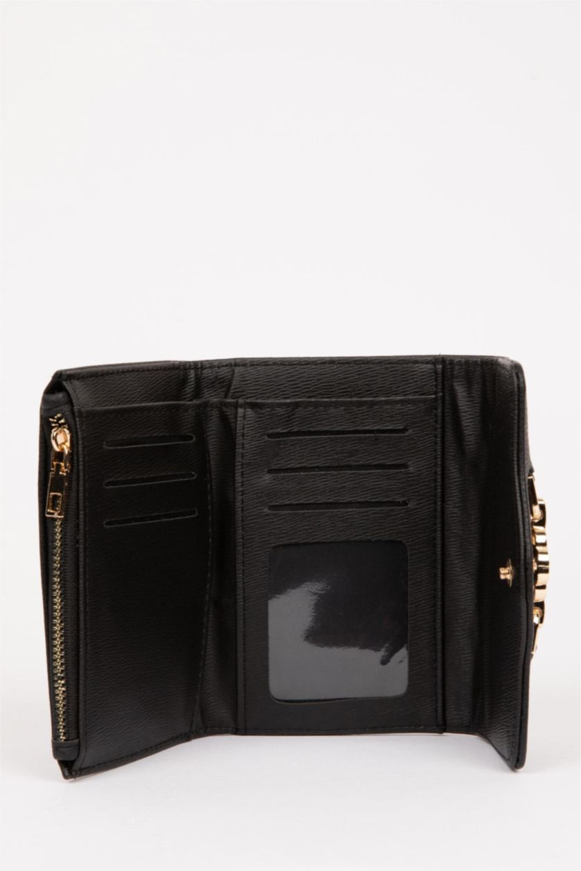 Kadın Siyah Kadın Toka Detaylı Suni Deri Cüzdan