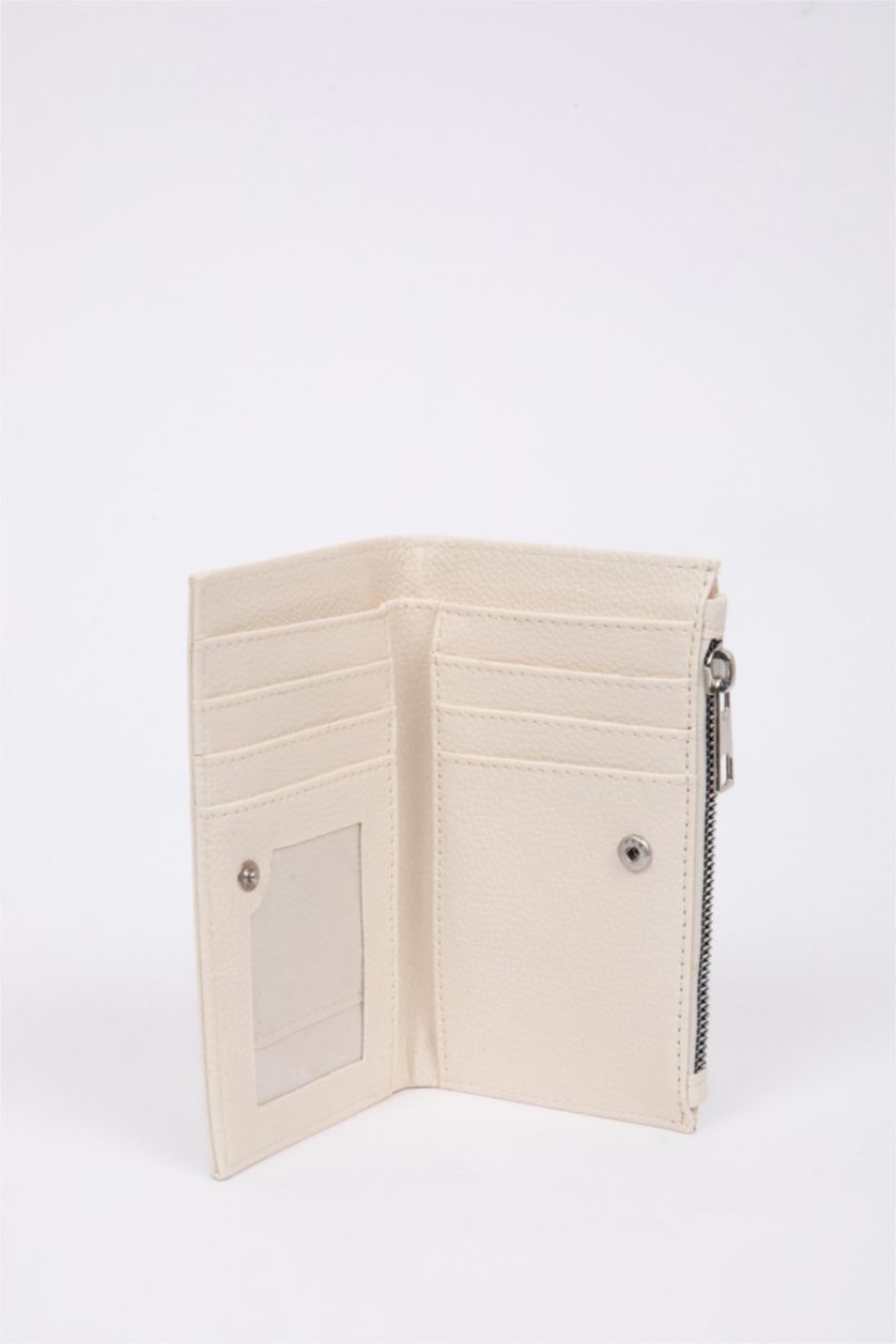 Kadın Bej Kadın Fermuarlı Suni Deri Cüzdan