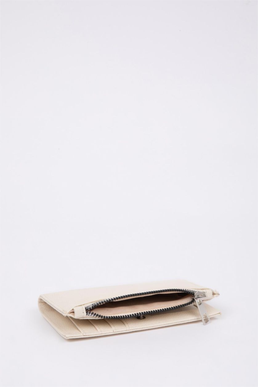 Kadın Bej Kadın Fermuarlı Suni Deri Cüzdan