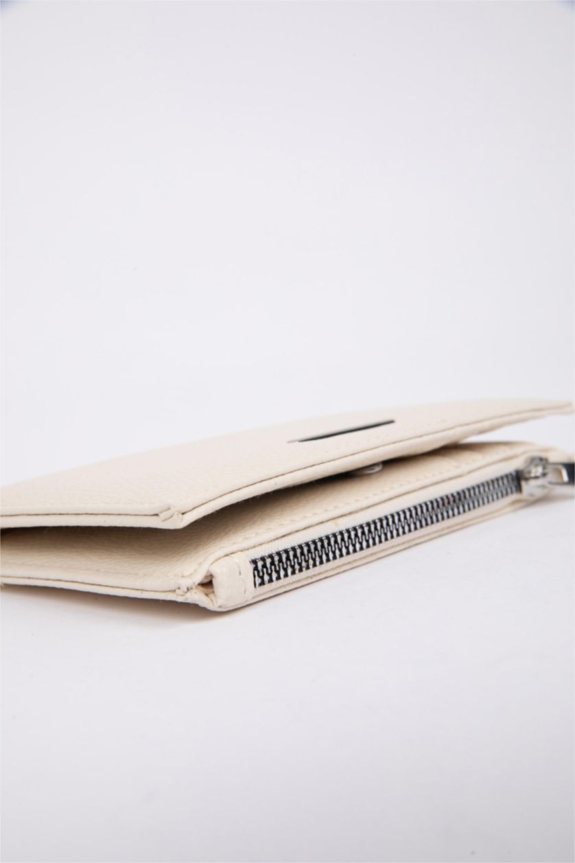 Kadın Bej Kadın Fermuarlı Suni Deri Cüzdan