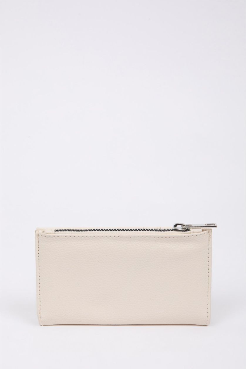 Kadın Bej Kadın Fermuarlı Suni Deri Cüzdan