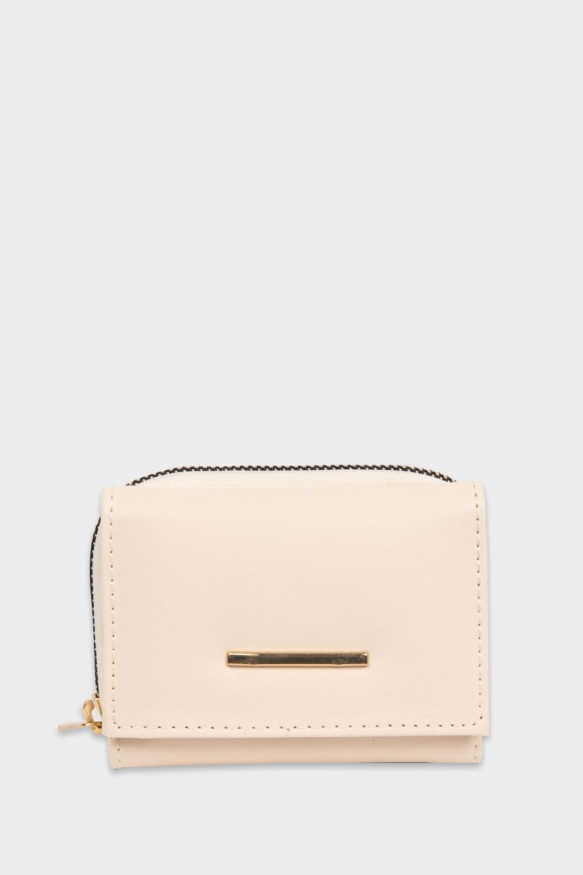 Kadın Bej Kadın Fermuarlı Suni Deri Cüzdan