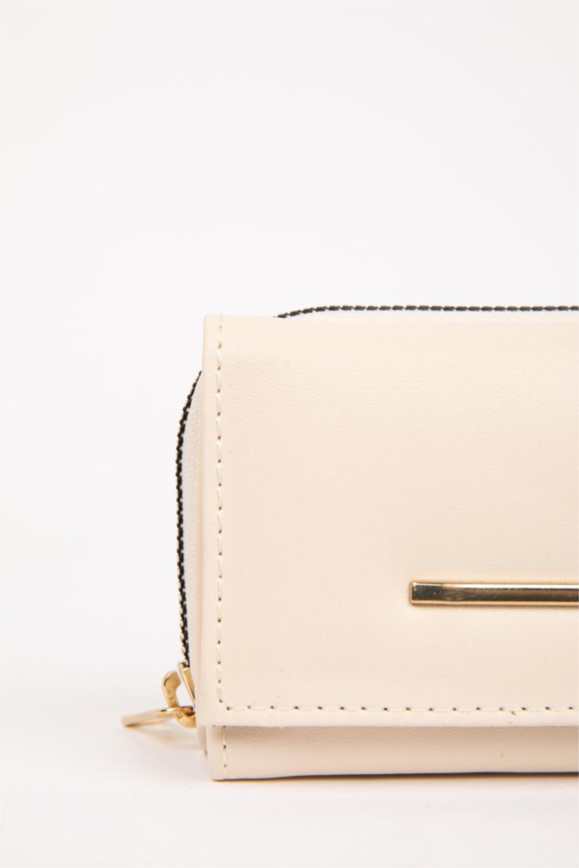 Kadın Bej Kadın Fermuarlı Suni Deri Cüzdan