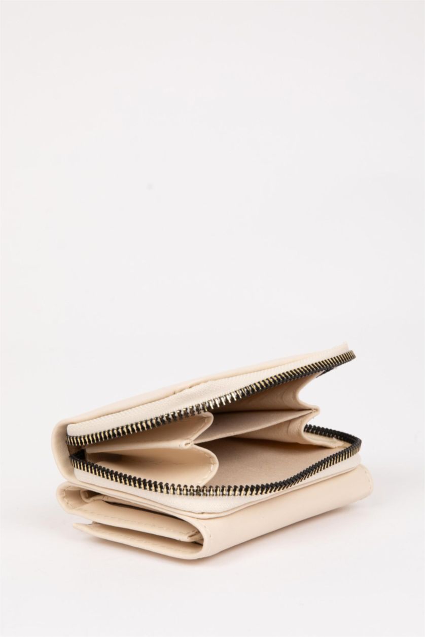 Kadın Bej Kadın Fermuarlı Suni Deri Cüzdan