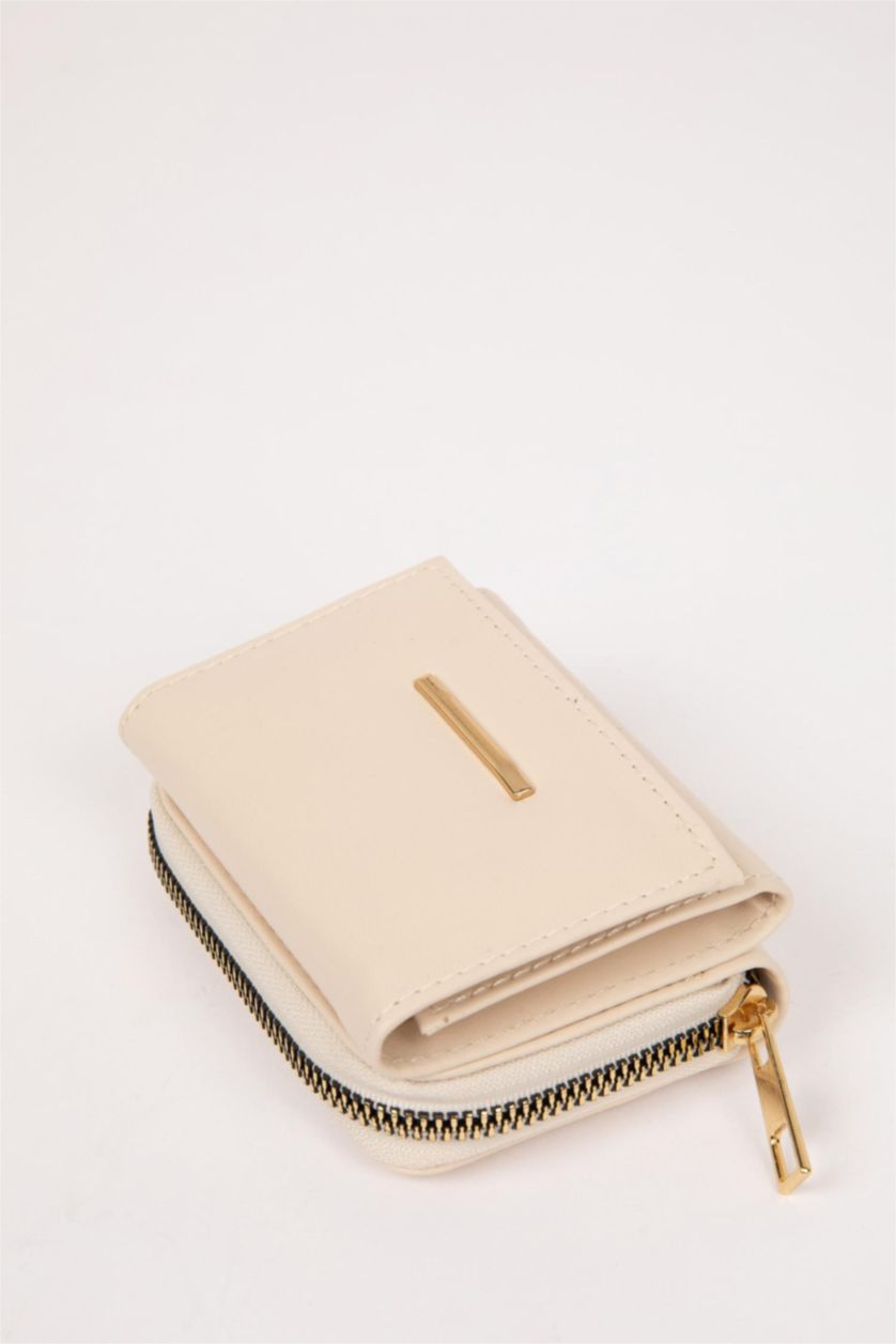 Kadın Bej Kadın Fermuarlı Suni Deri Cüzdan