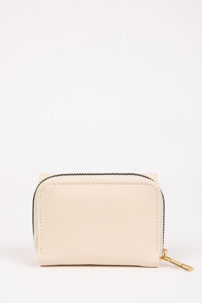 Kadın Bej Kadın Fermuarlı Suni Deri Cüzdan