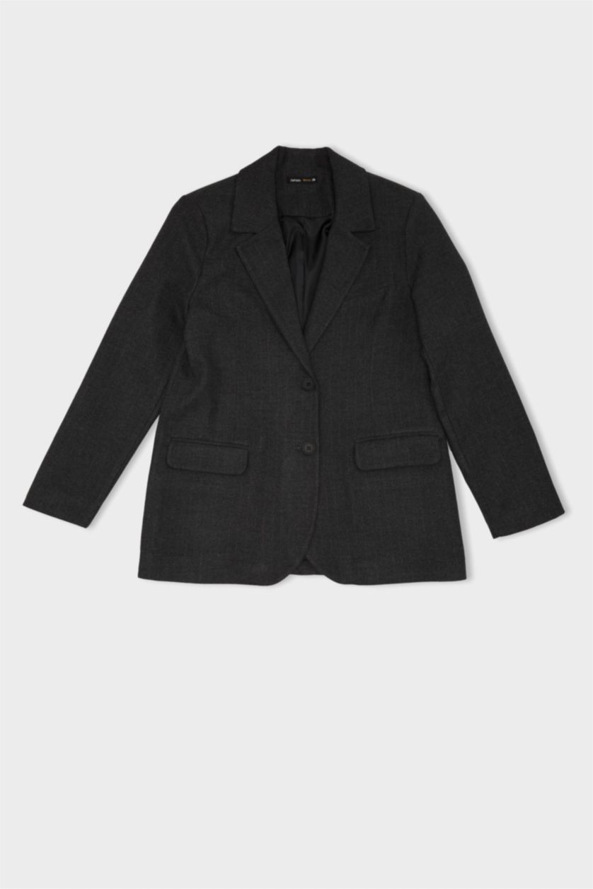 FEMME Anthracite Veste Blazer Oversize manches longues