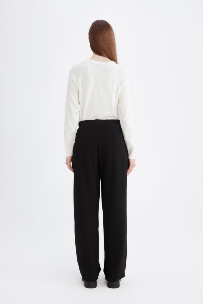 نساء أسود Relax Fit Crepe Trousers
