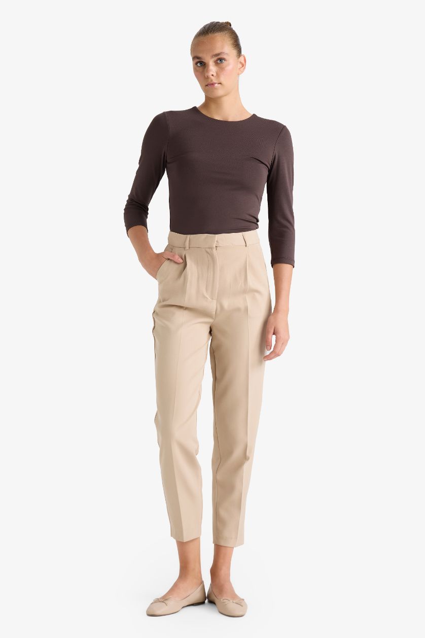 WOMAN Brown Crew Neck Long Sleeve Bodysuit