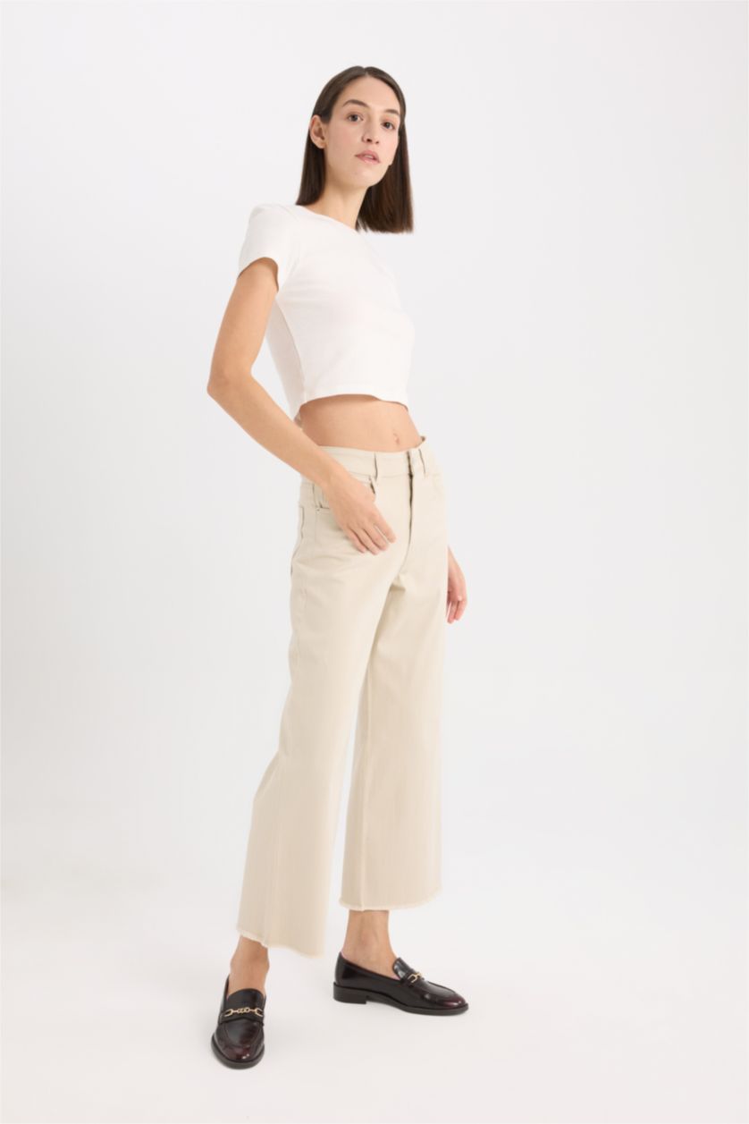 Әйелдерге ашық реңк culotte габардин кең етек Шалбар