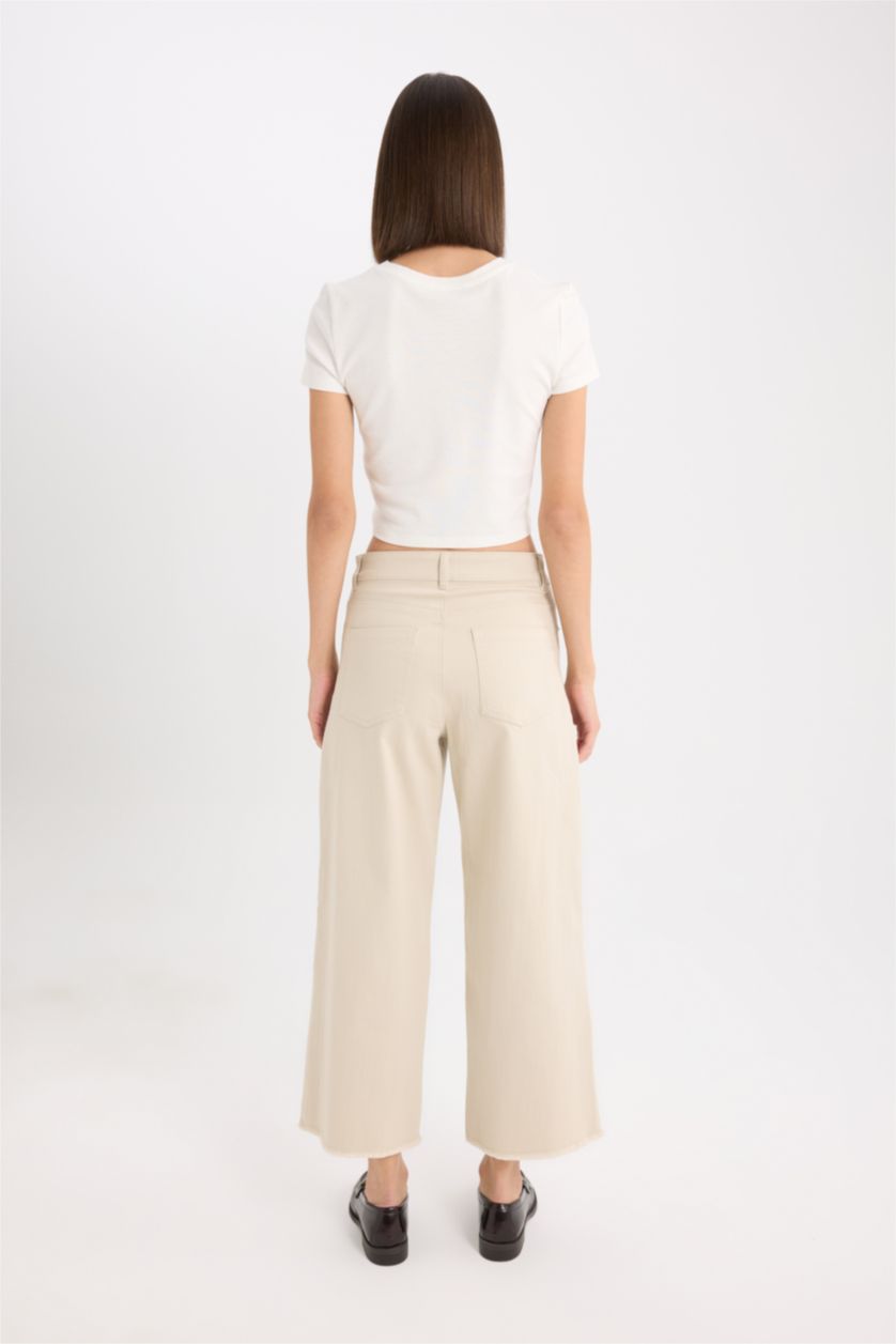 Әйелдерге ашық реңк culotte габардин кең етек Шалбар