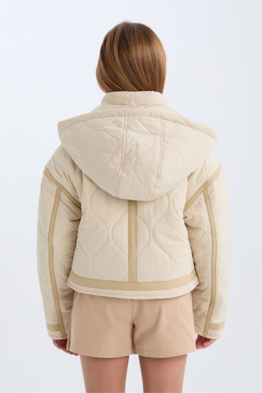 Kız Çocuk - Genç Kız Kum Su Geçirmez Kapüşonlu Fermuarlı Cepli Mont Kız Çocuk