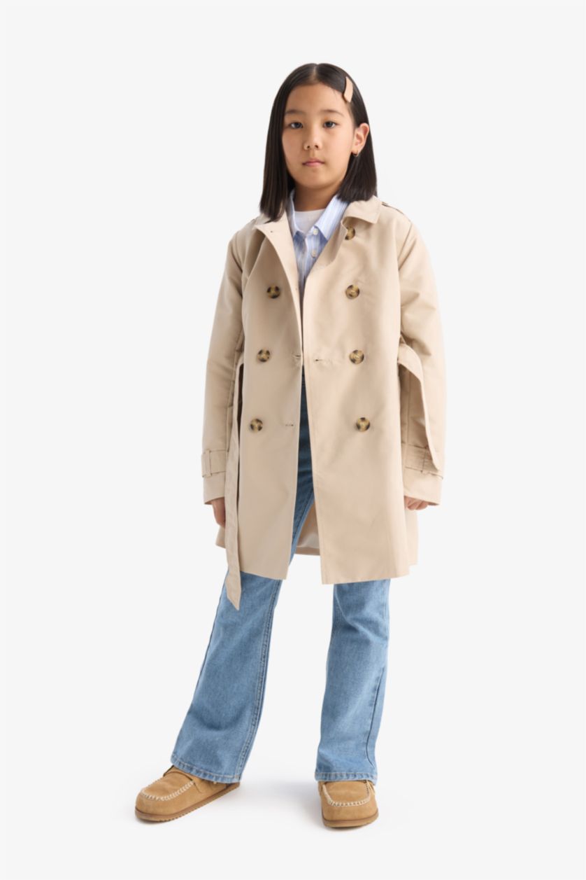 GIRLS & TEENS Ecru Regular Fit Waterproof Trench Coat
