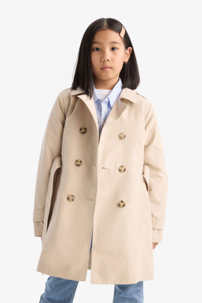 GIRLS & TEENS Ecru Regular Fit Waterproof Trench Coat