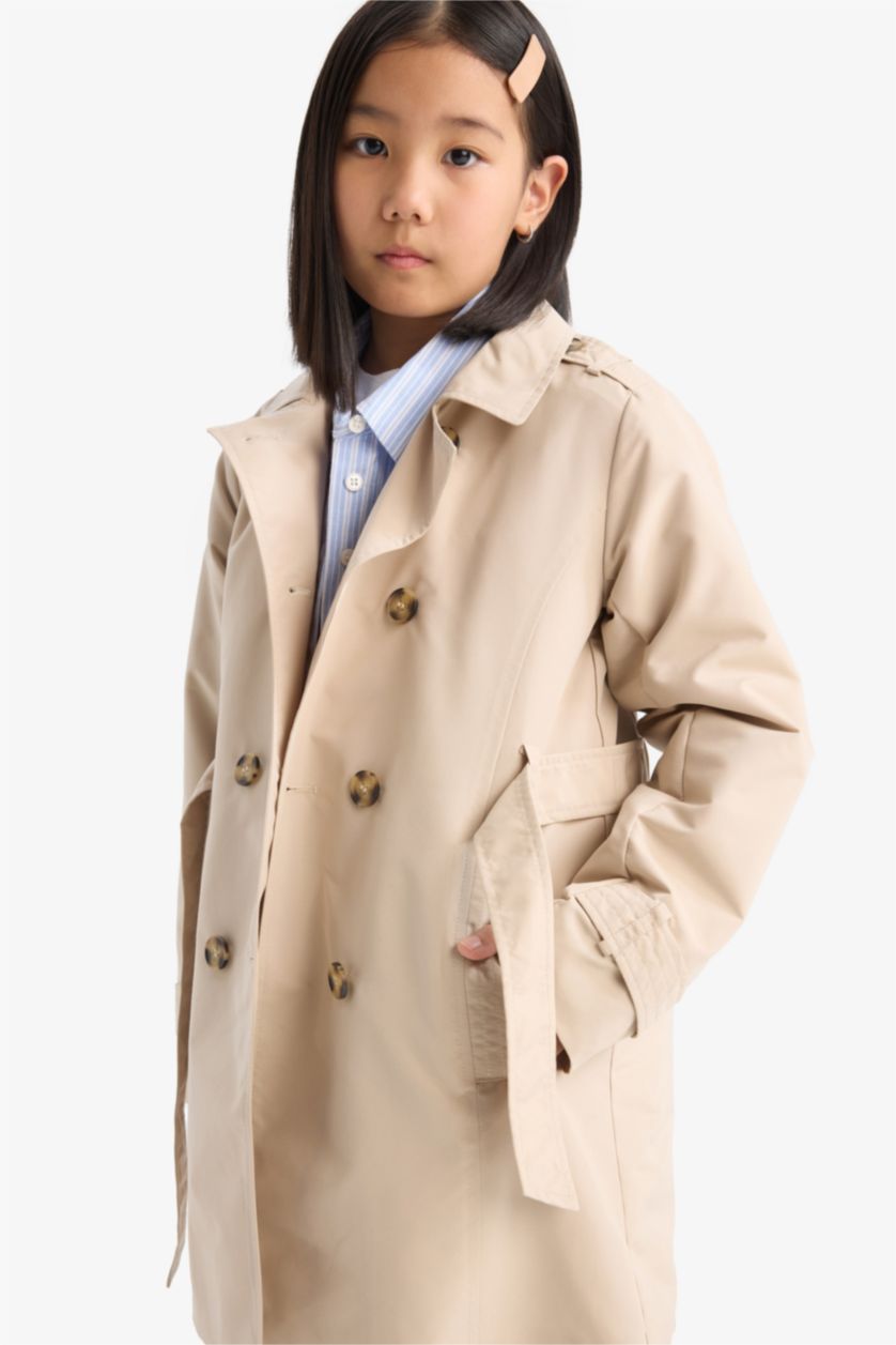 GIRLS & TEENS Ecru Regular Fit Waterproof Trench Coat