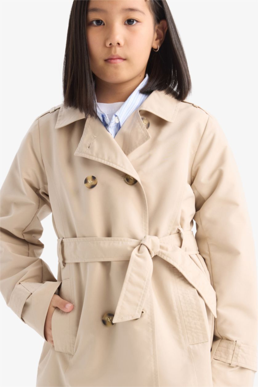 GIRLS & TEENS Ecru Regular Fit Waterproof Trench Coat