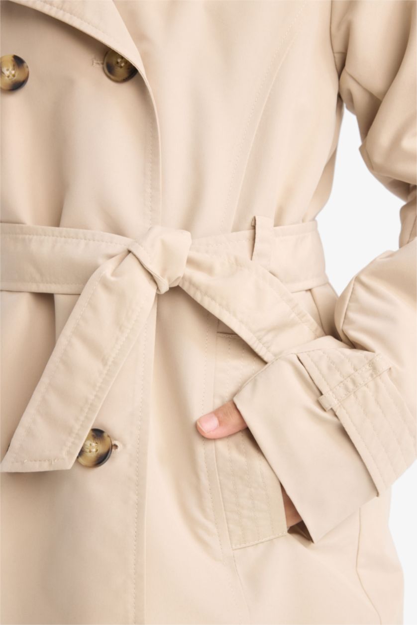 GIRLS & TEENS Ecru Regular Fit Waterproof Trench Coat