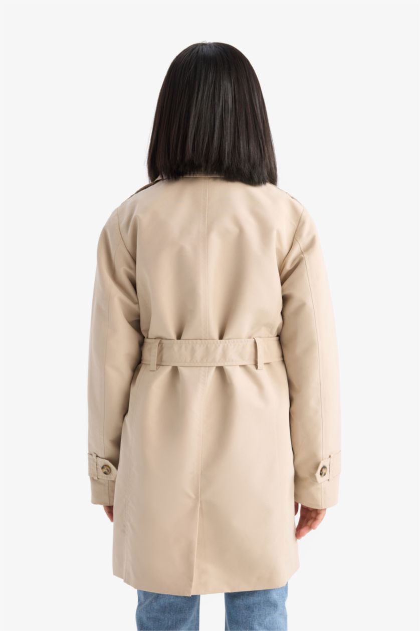 GIRLS & TEENS Ecru Regular Fit Waterproof Trench Coat