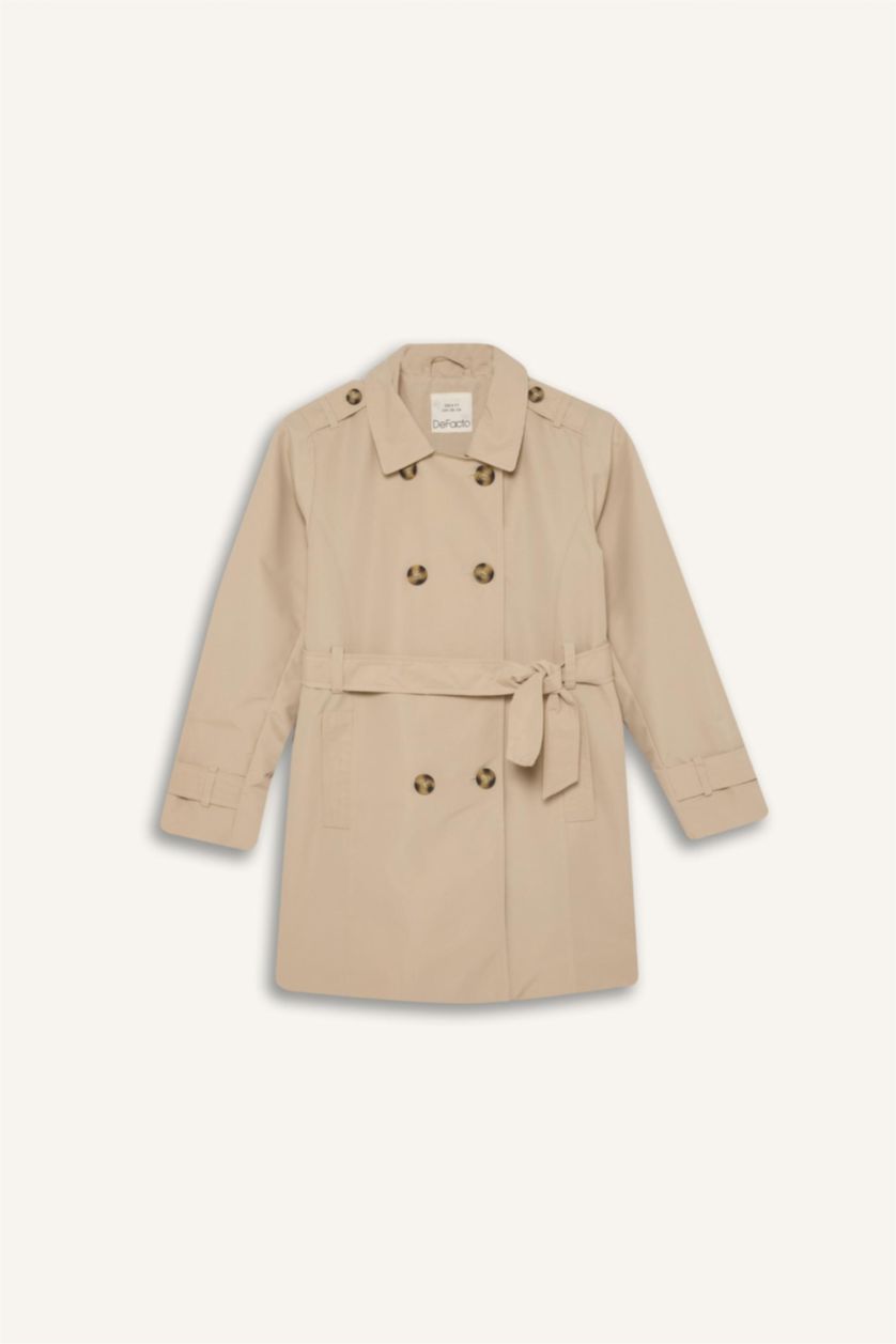GIRLS & TEENS Ecru Regular Fit Waterproof Trench Coat