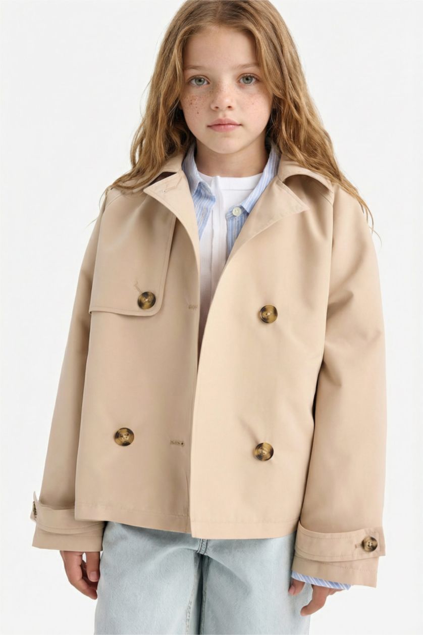 GIRLS & TEENS Beige Girl Regular Fit Trench Coat