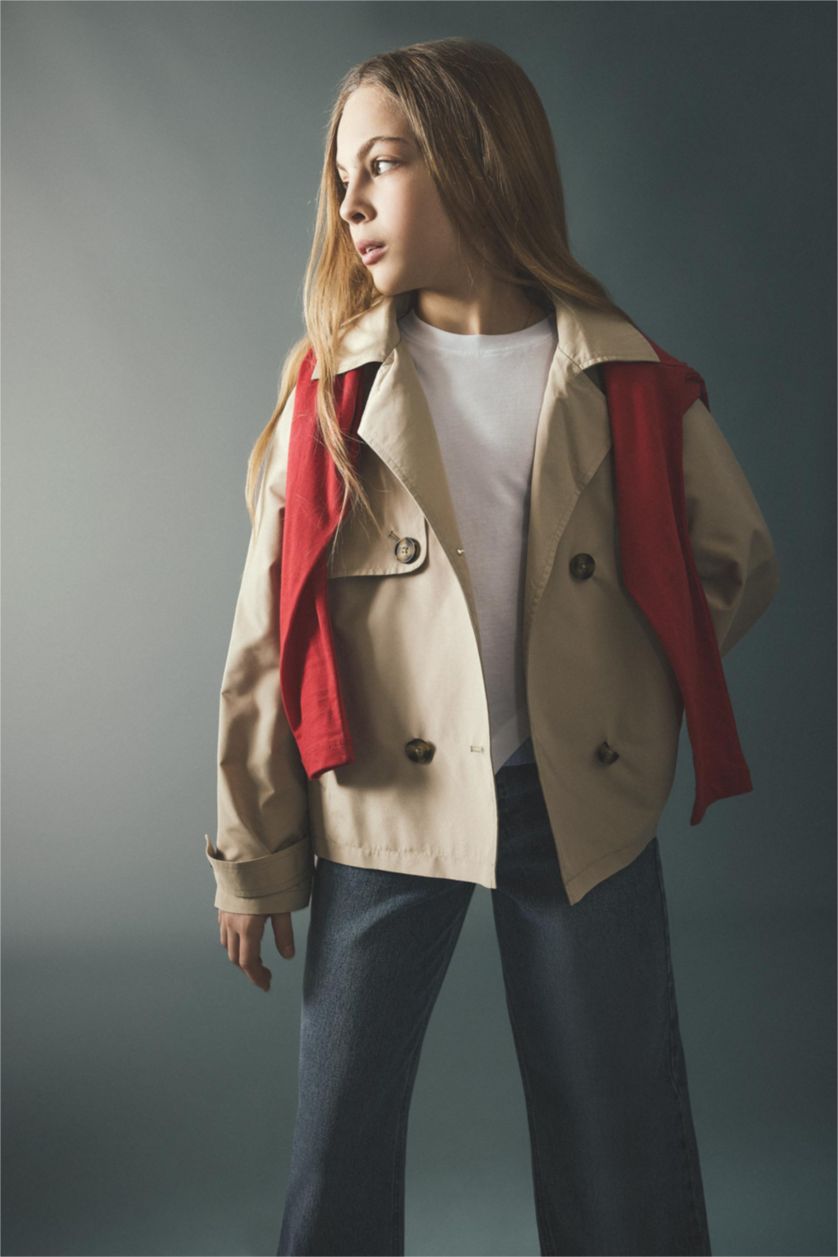 بناتي بيج معطف ترانش كوت بناتي قصة عادية