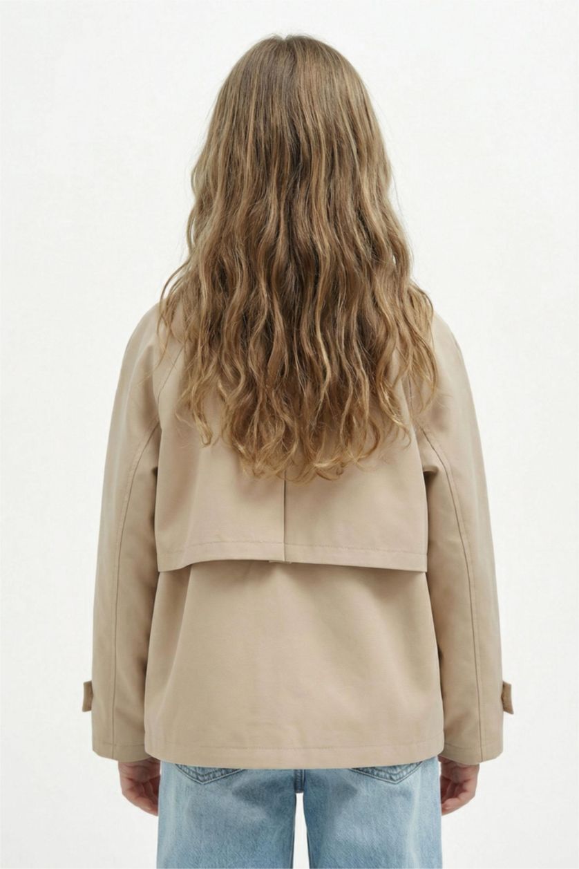 بناتي بيج معطف ترانش كوت بناتي قصة عادية