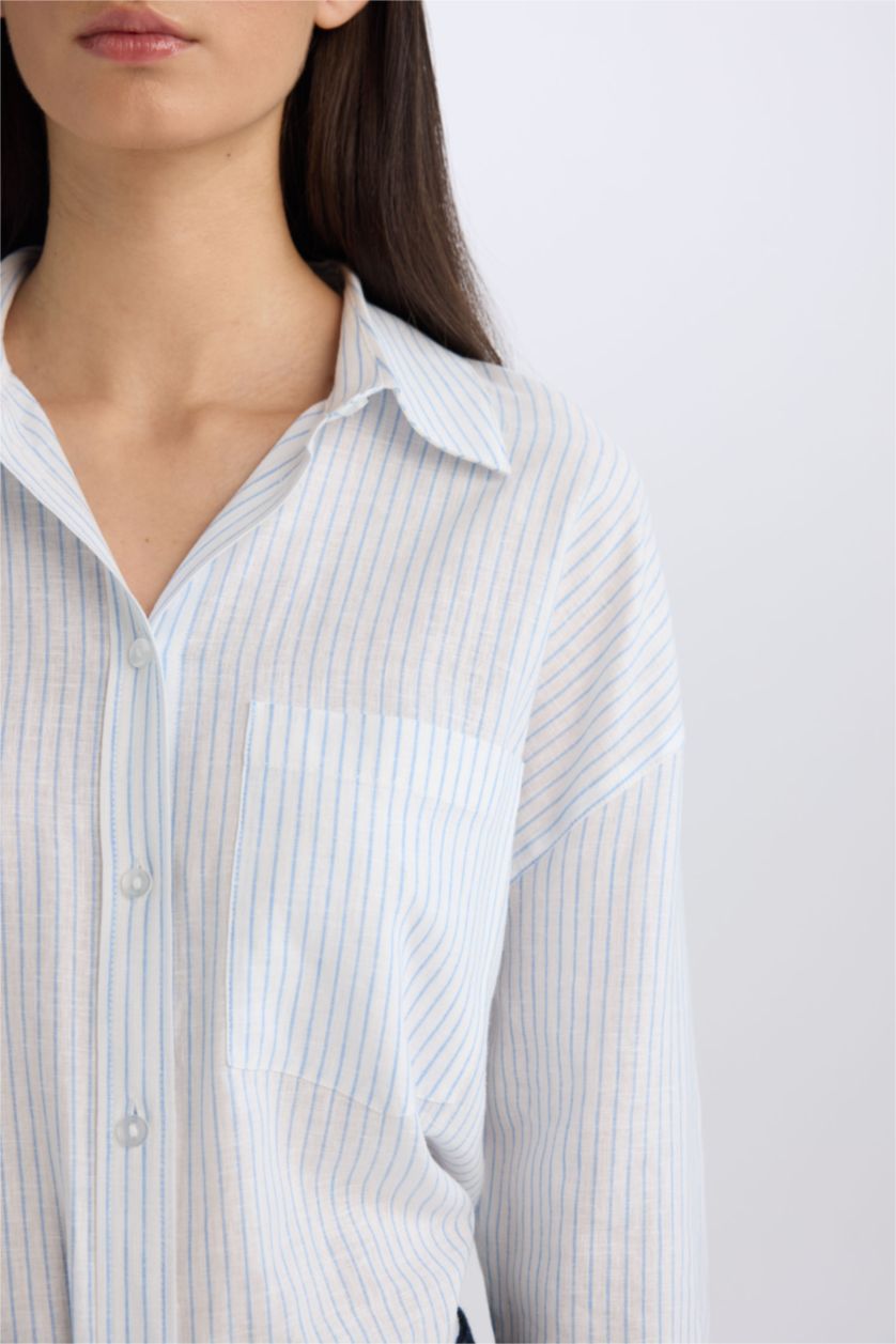 Әйелдерге ақ үлкен пішім Ұзын жеңді көйлек