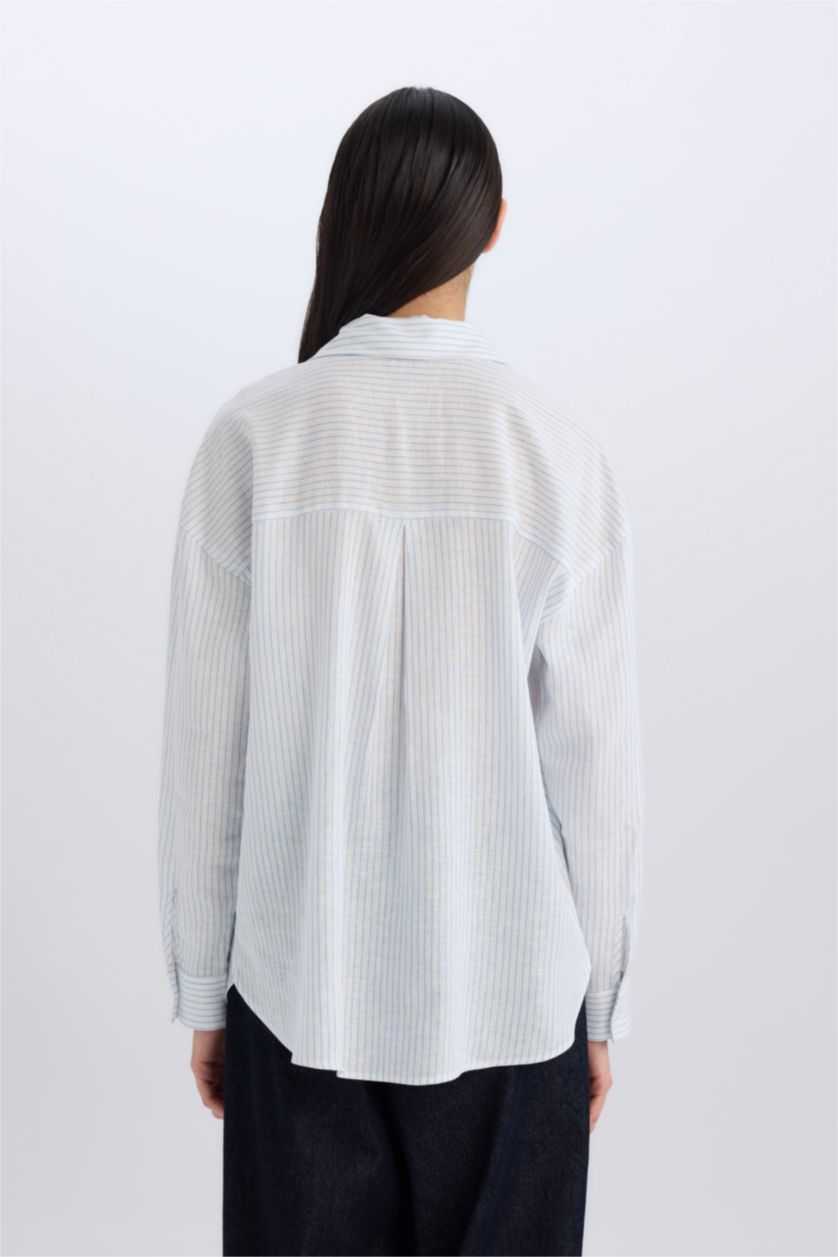 Әйелдерге ақ үлкен пішім Ұзын жеңді көйлек