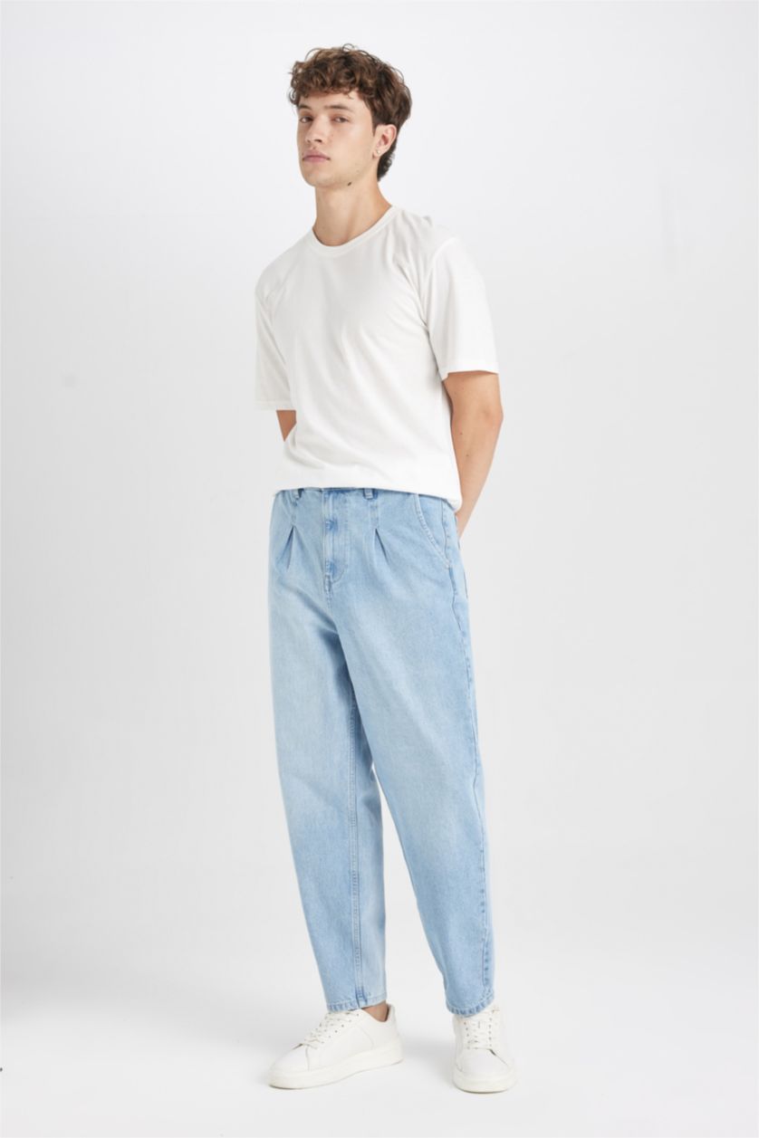 Мужчины Светло-синий Джинсы с широкими брючинами Balloon Fit