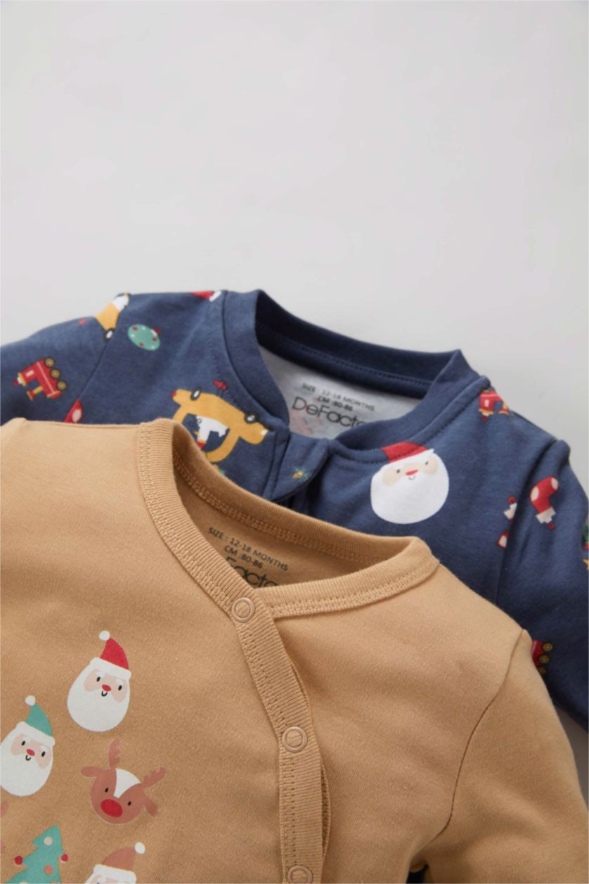 BABY GIRL Beige Baby Boy Newborn New Year Printed 2 Piece Jumpsuit