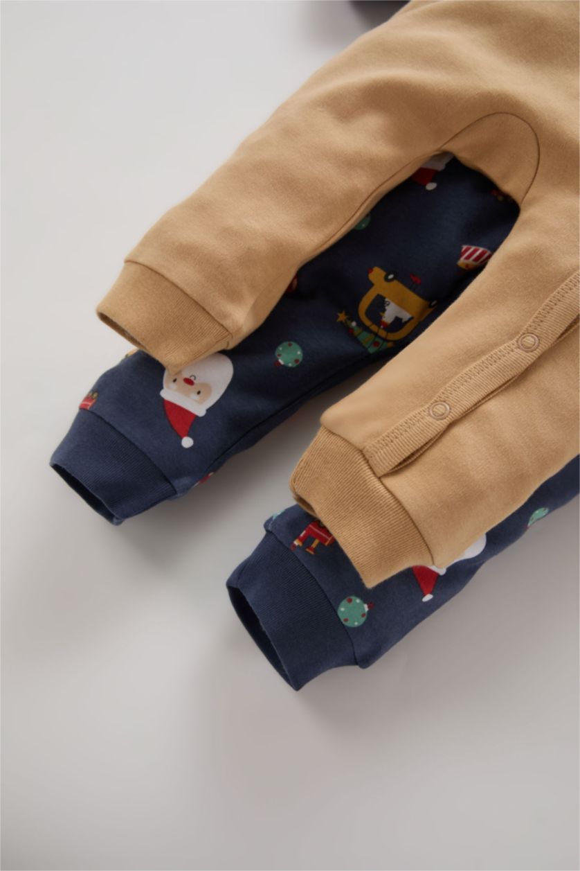 BABY GIRL Beige Baby Boy Newborn New Year Printed 2 Piece Jumpsuit