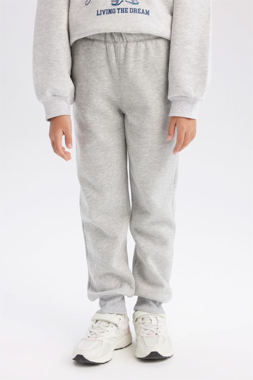 GIRLS & TEENS Grey Melange Girl Basic Thick Jogger Sweatpants