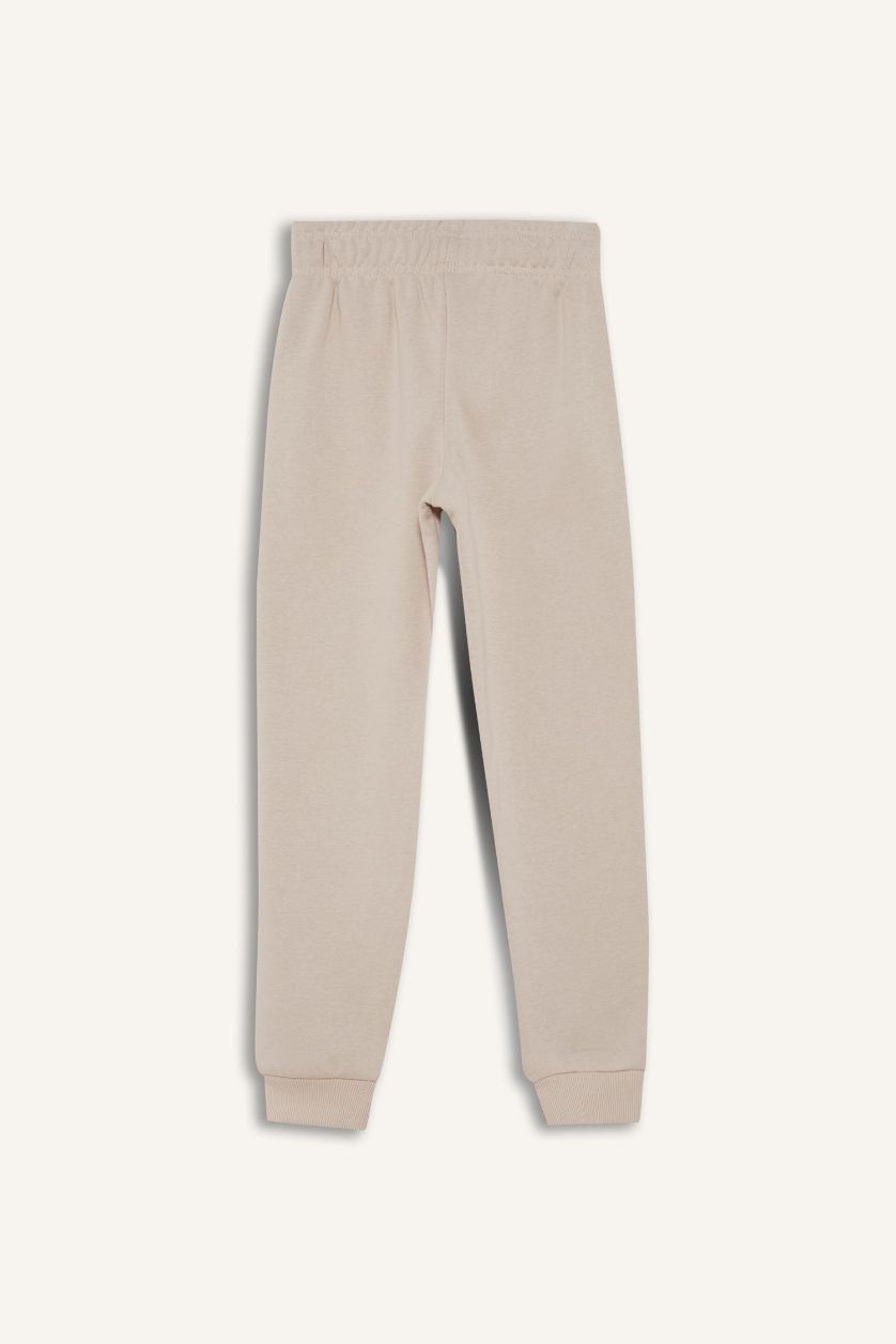 GIRLS & TEENS Beige Girl Printed Elastic Waist Leg Jogger Sweatpants