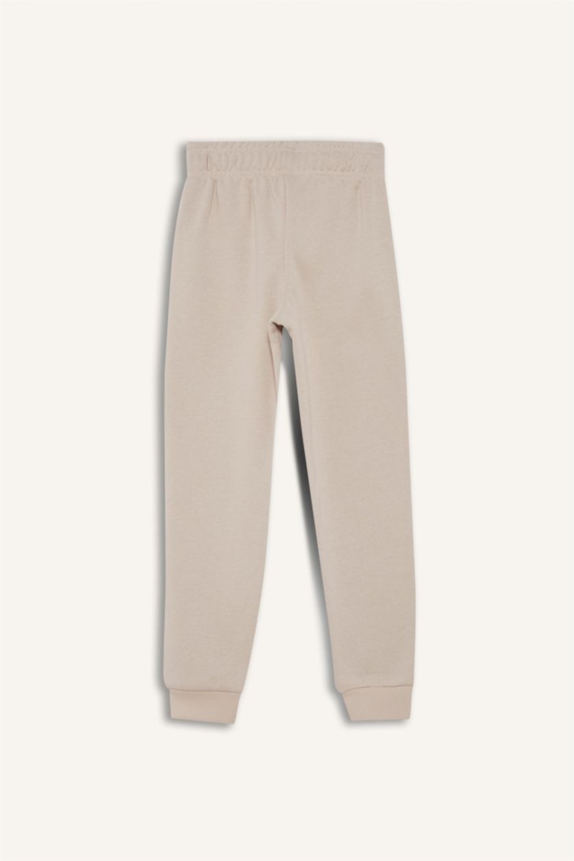 GIRLS & TEENS Beige Girl Printed Elastic Waist Leg Jogger Sweatpants