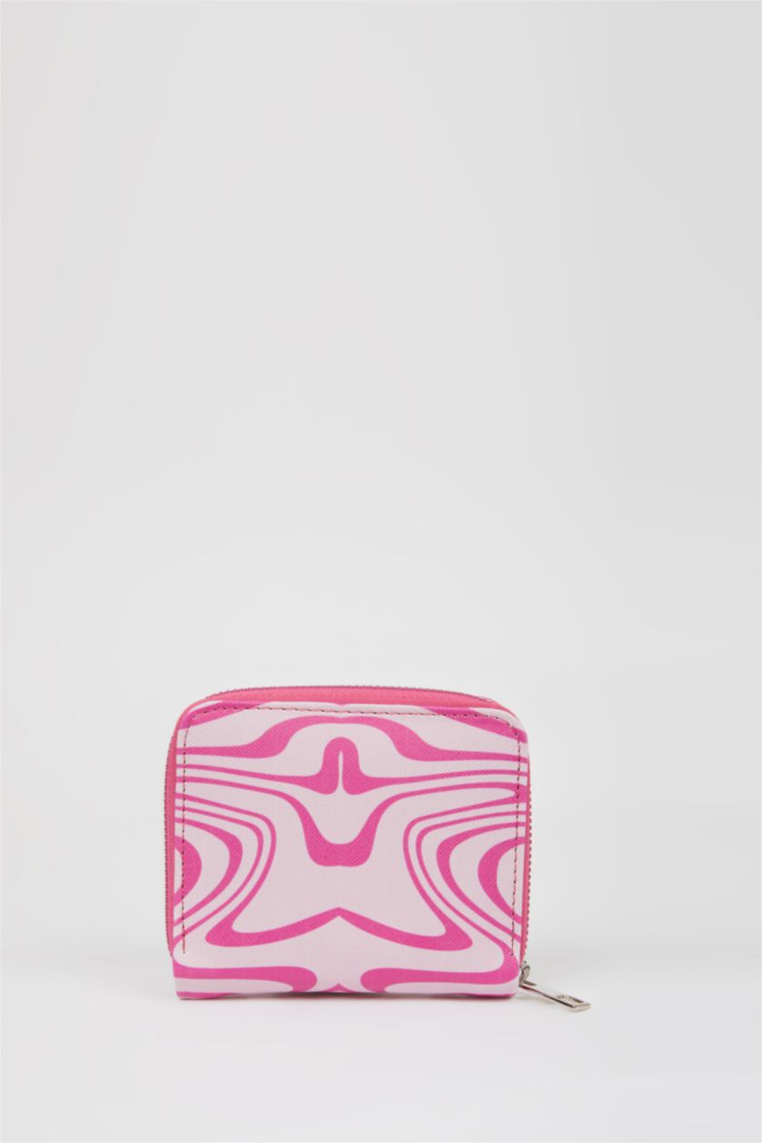 Kadın Fuşya Kadın Desenli Suni Deri Cüzdan