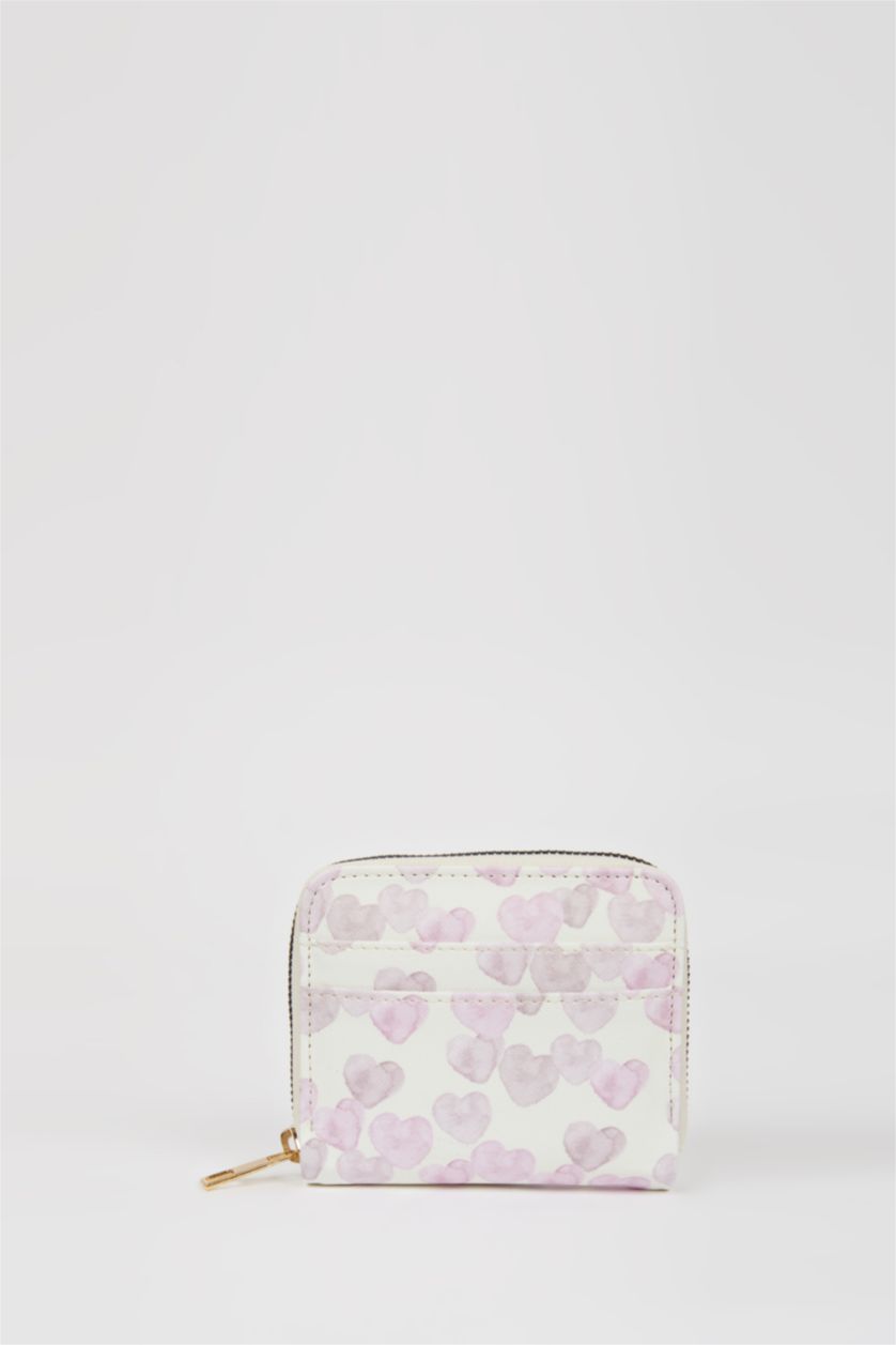 Kadın Karma Kadın Kalp Desenli Suni Deri Cüzdan