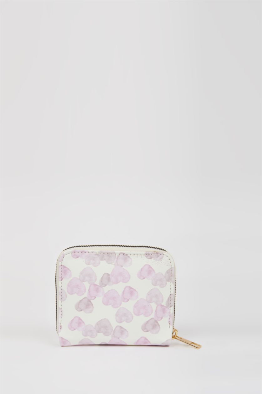 Kadın Karma Kadın Kalp Desenli Suni Deri Cüzdan