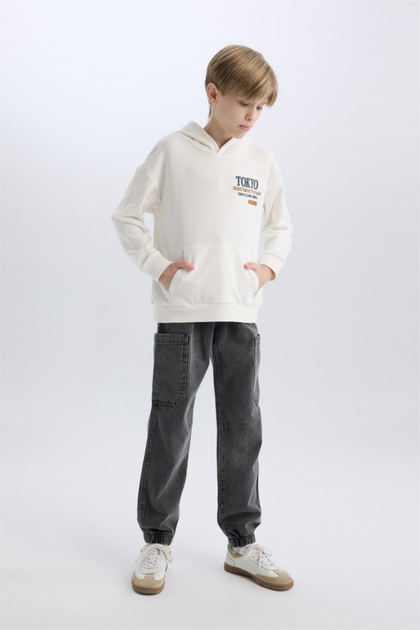 أولادي أسود بنطلون اولادي جوجر فيت جينز بجيب كارجو