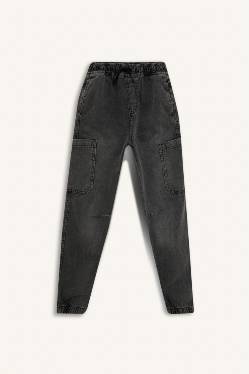 أولادي أسود بنطلون اولادي جوجر فيت جينز بجيب كارجو